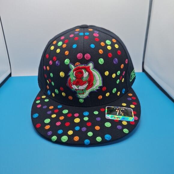 Cincinnati Bengals Reebok Multi-Color Polka Dots Fitted Cap Hat Size: 7 1/2 - Picture 1 of 7